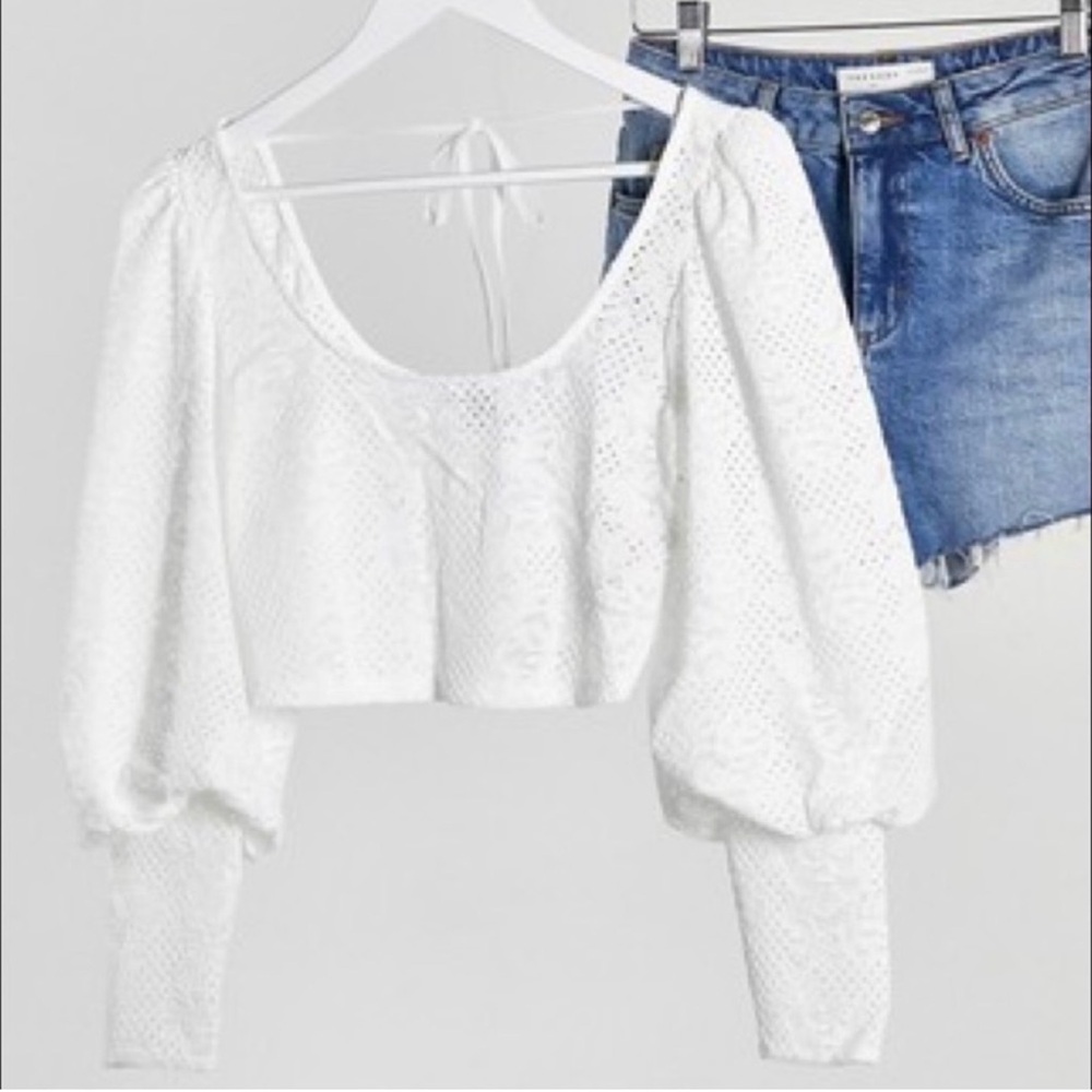 Topshop White Eyelet Blouse